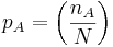  p_A = \left(\frac{n_A}{N}\right)