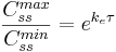 \frac{C_{ss}^{max}}{C_{ss}^{min}}=e^{k_e \tau}