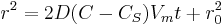 r^2 = 2D(C-C_S)V_mt + r_0^2
