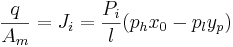 \frac{q}{A_m} = J_i = \frac{P_i}{l}(p_hx_0 - p_ly_p)