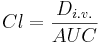 Cl=\frac{D_{i.v.}}{AUC}