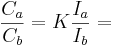 \frac{C_a}{C_b}=K \frac{I_a}{I_b}=