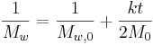 \frac{1}{M_w}=\frac{1}{M_{w,0}}+\frac{kt}{2M_0}