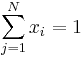  \sum_{j=1}^N x_i = 1 