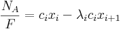  \frac{N_A}{F} = c_i x_i - \lambda_i c_i x_{i+1} 